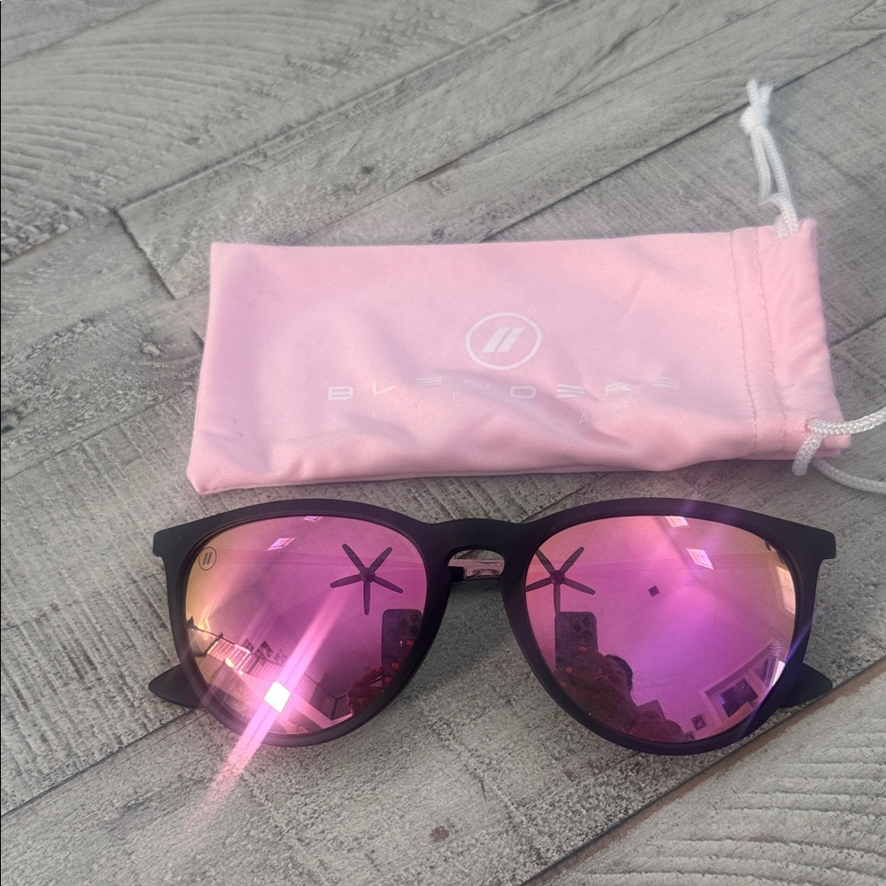 Blenders Black Frame Sunglasses with Pink Lenses